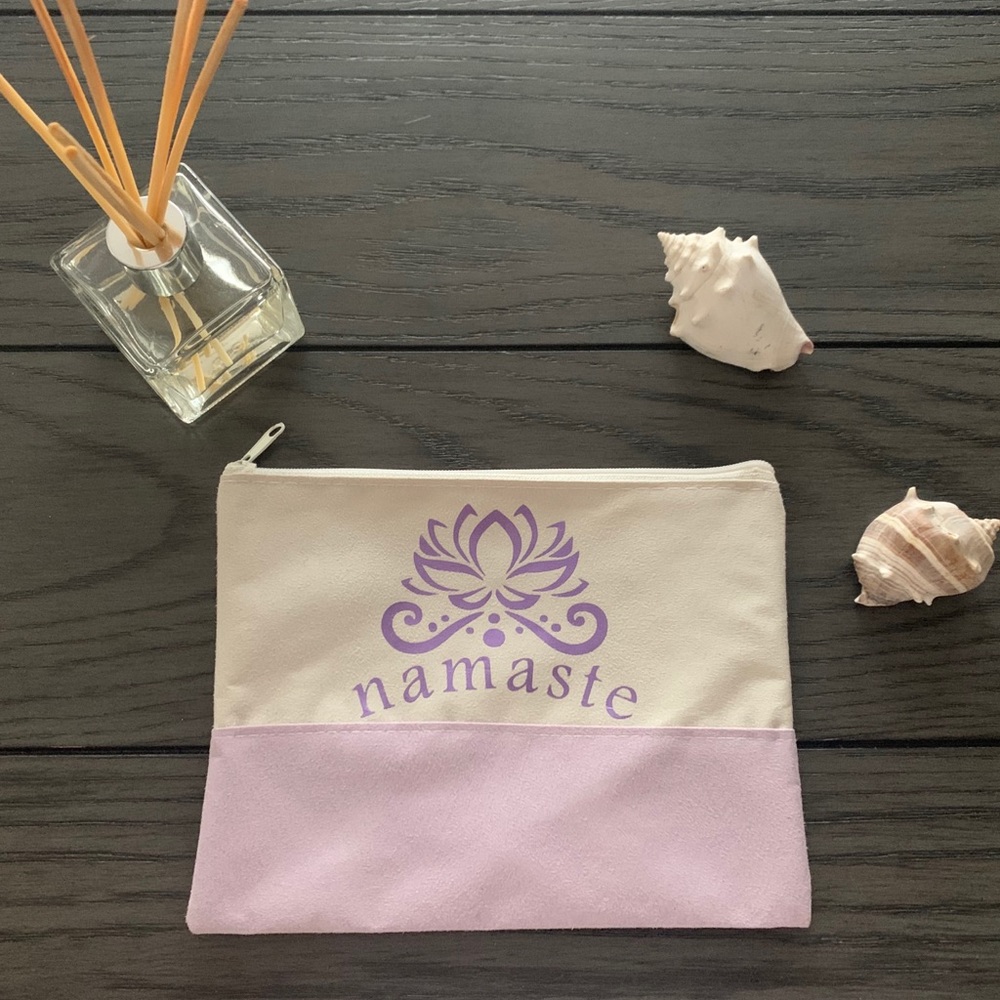 Namaste zipper pouch mask holder cosmetic bag